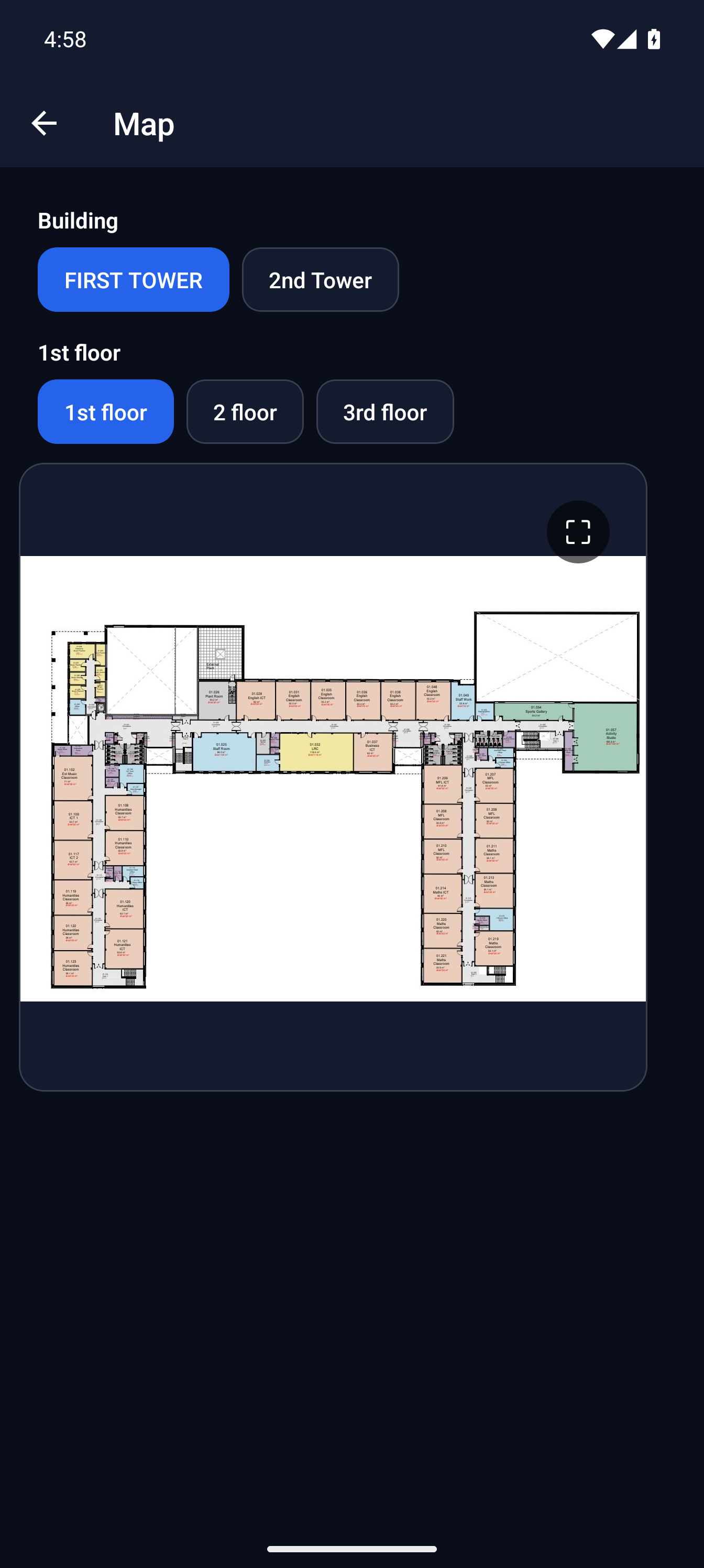 MassComs mobile app showing the floor plan map during an incident.
